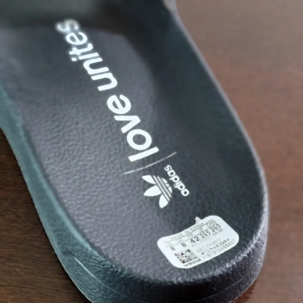 Adidas Originals Adilette Limited Edition Love Unites Black Translucent 3D Logo